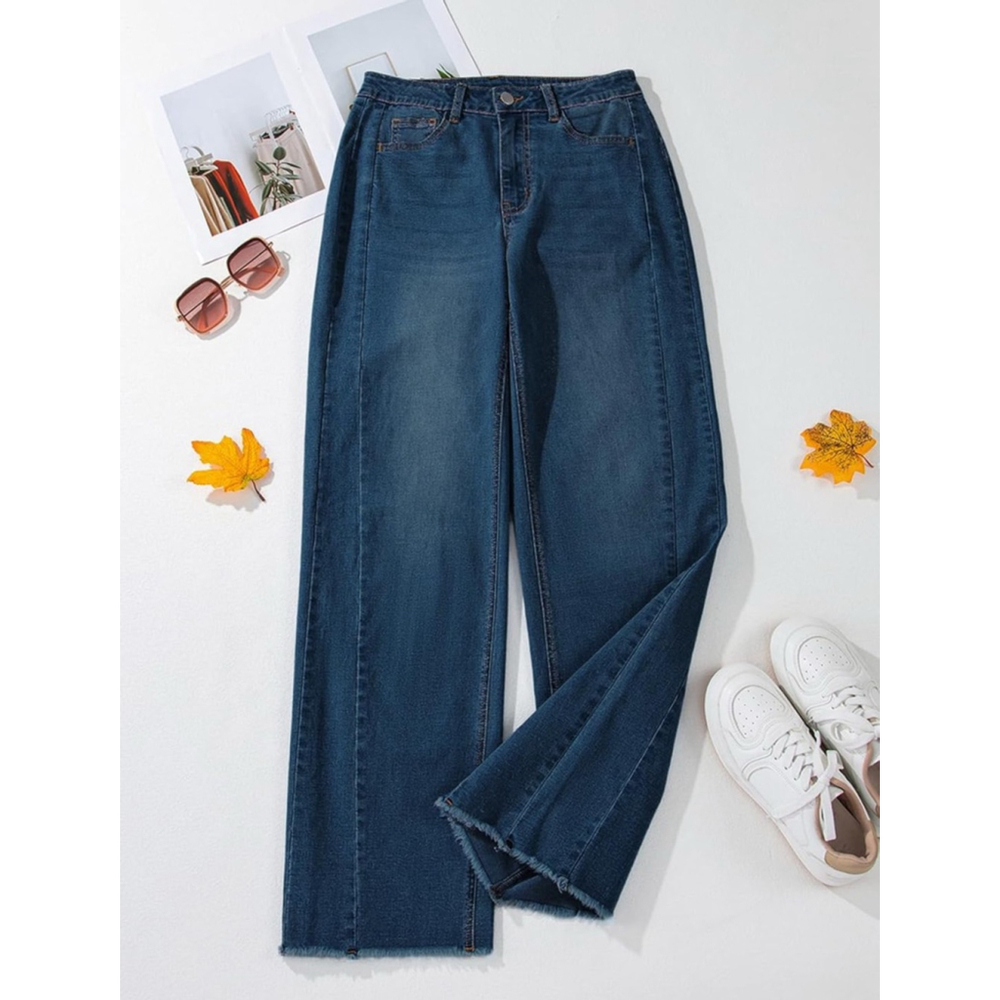 Sidefeel Wide Leg Jeans High Waisted Stretchy Denim Trouser Pants - Picture 2 of 5